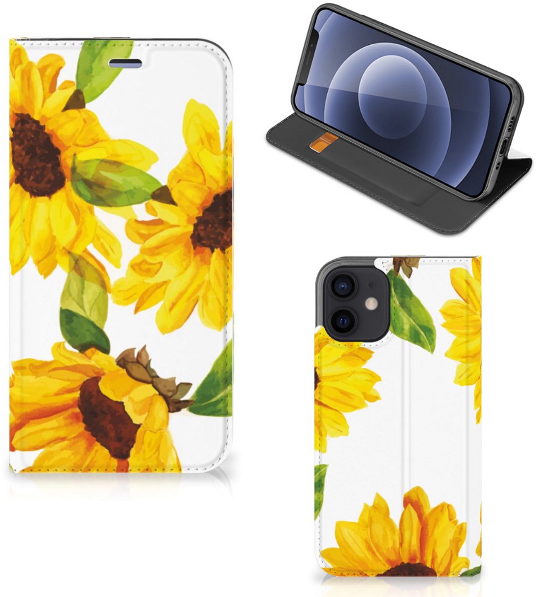 Smart Cover voor iPhone 12 Mini Zonnebloemen