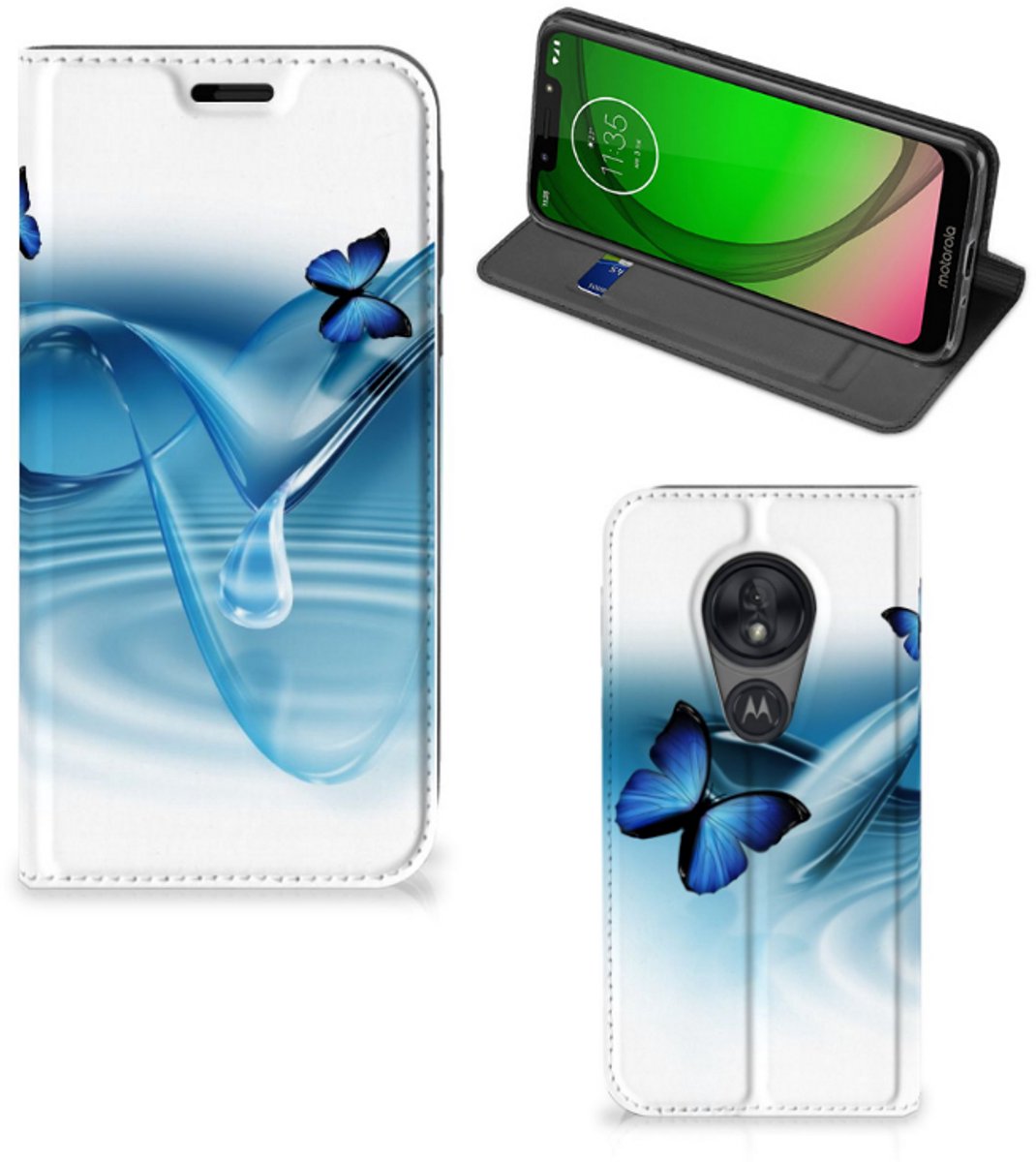 Book Case voor Motorola Moto G7 Play Hoesje maken Vlinders