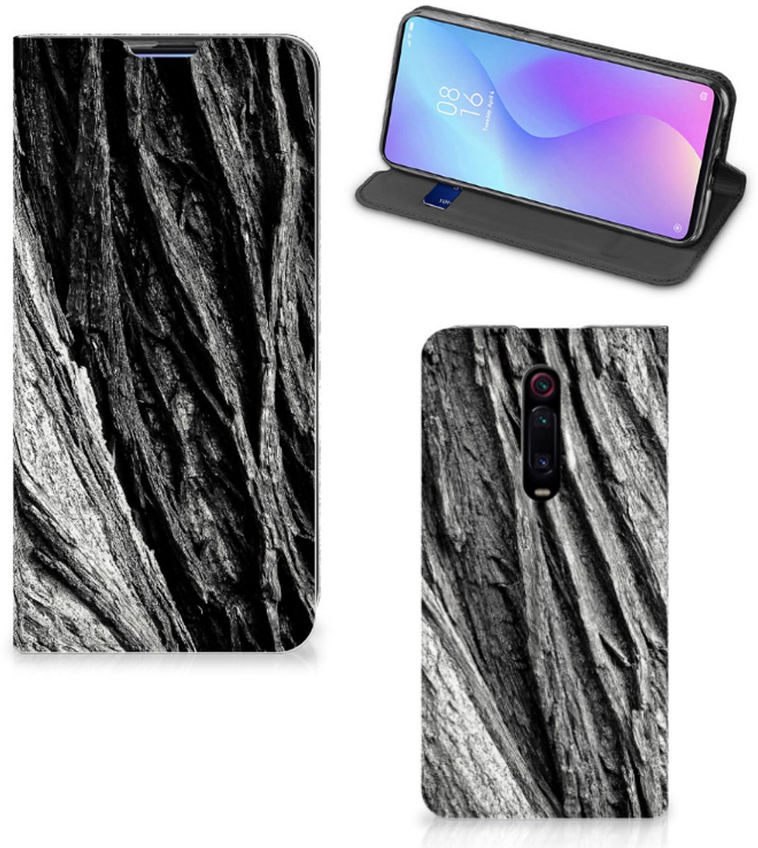 Book Wallet Case Xiaomi Redmi K20 Pro Boomschors Grijs