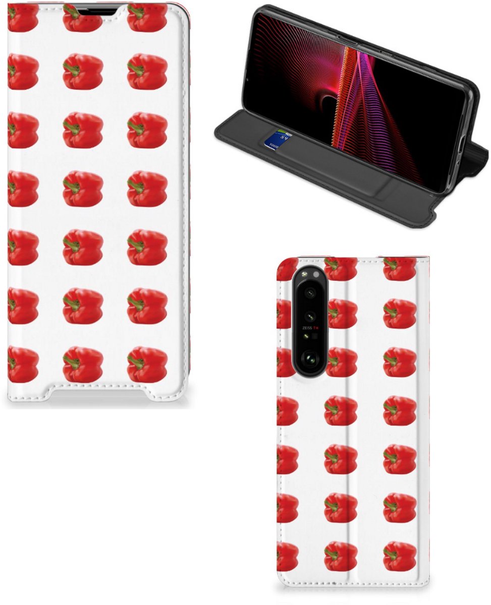 Book Case voor Sony Xperia 1 III Flip Style Cover Paprika Red