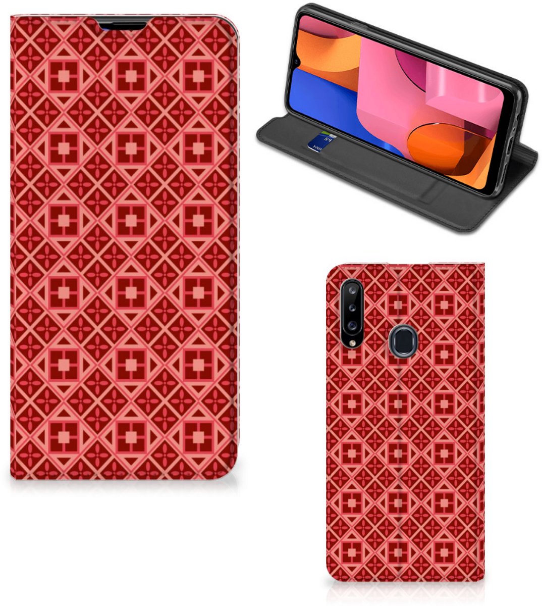 Samsung Galaxy A20s Hoesje met Magneet Batik Rood