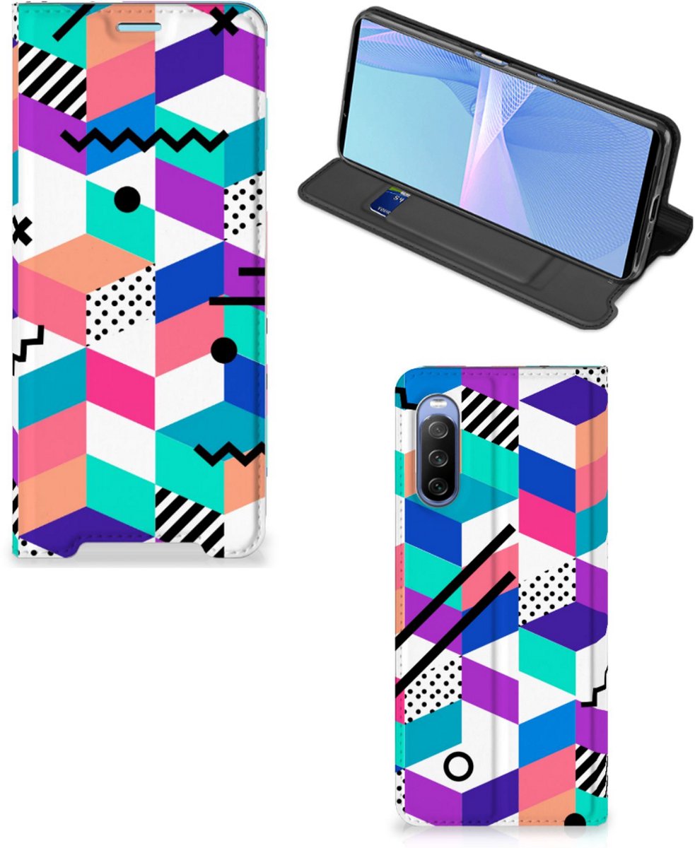 Standcase Hoesje voor Sony Xperia 10 III Stand Case Blokken Kleurrijk