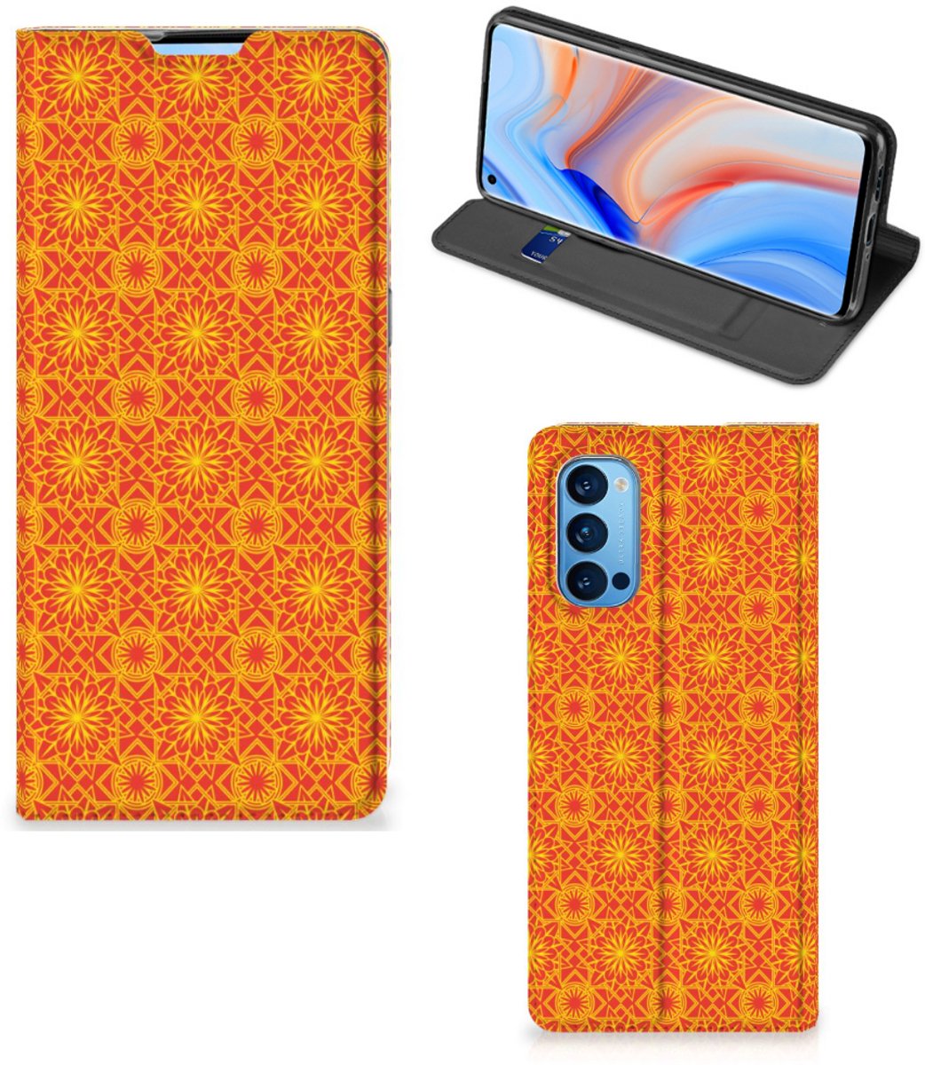 OPPO Reno4 Pro 5G Hoesje met Magneet Batik Oranje