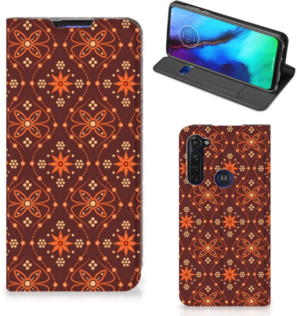 Motorola Moto G Pro Hoesje met Magneet Batik Brown