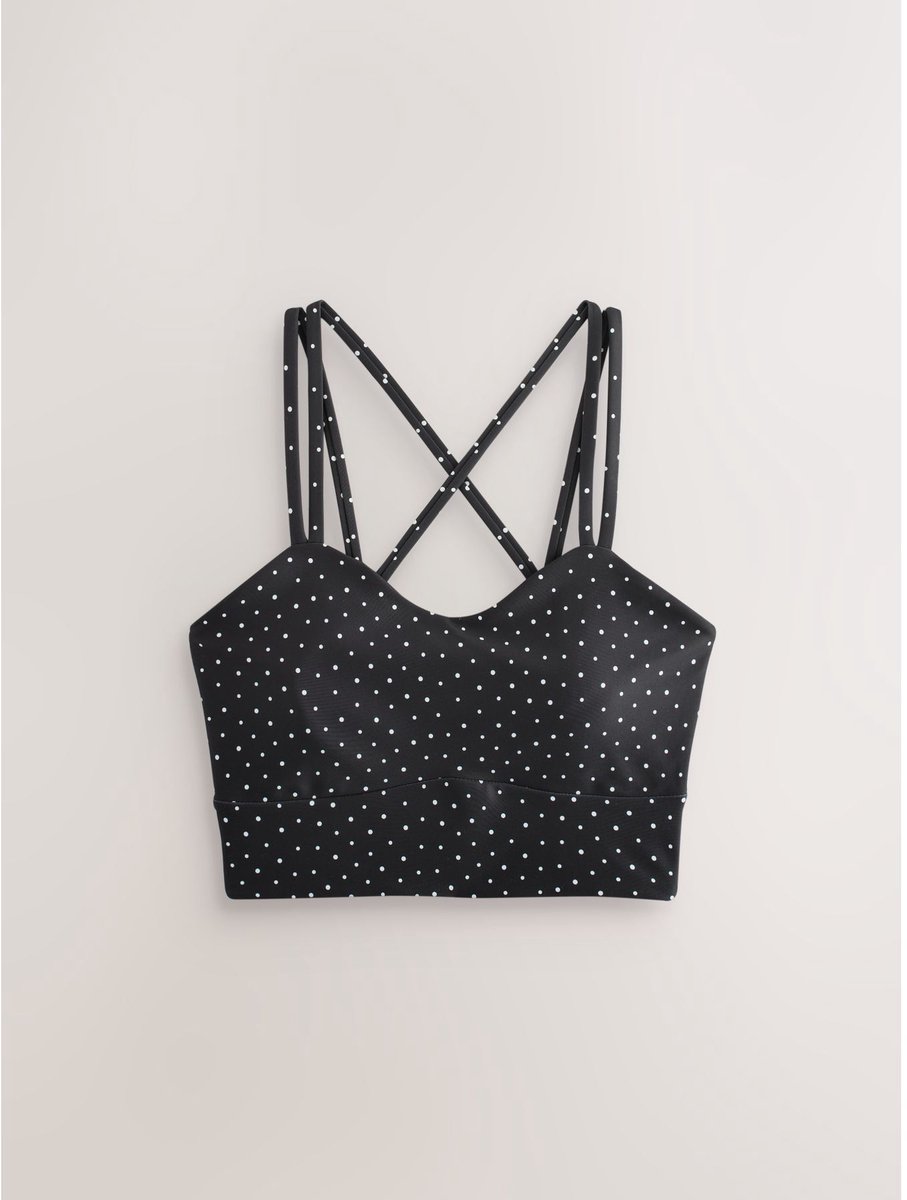Next Dames - Active Power sportbeha met gekruiste bandjes aan de achterzijde - Zwart Polka Dot