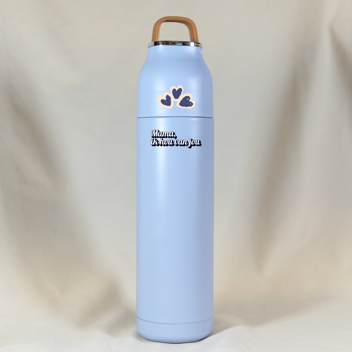 Thermosfles Mama ik hou van je - 500ml - RVS - Lichtblauw - Cadeau Moeder - Moederdag - Moederdag Cadeautje - Moederdag Cadeau voor Mama