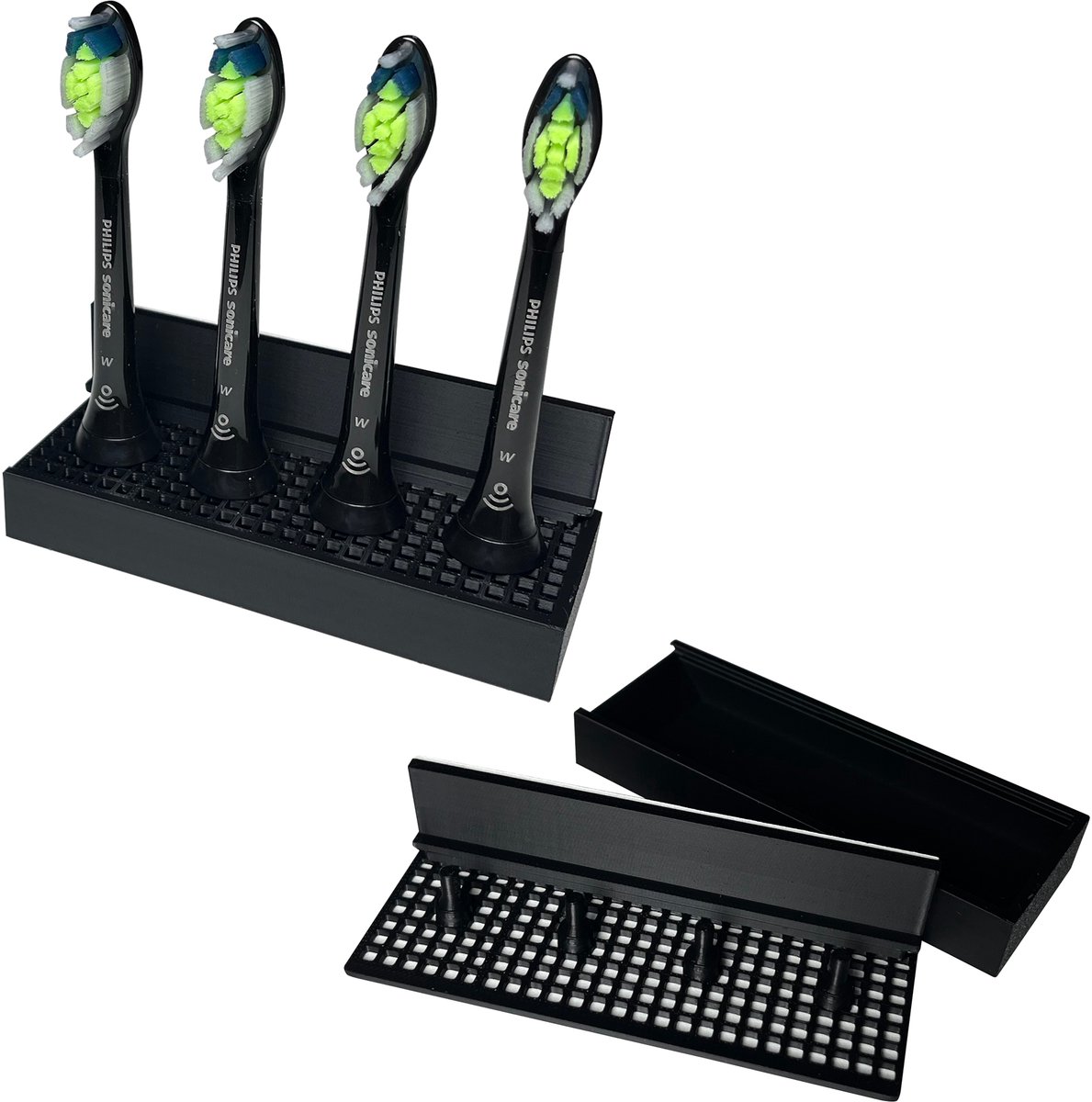Opzetborstelhouder - Zwart - 4 Houders - Philips Sonicare - Tandenborstelhouder - Tandenborstelhouders - Electrische Tandenborstelhouder - Inclusief Bevestiging