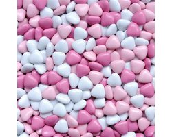 Chocolade mini Hartjes ROZE-wit- 500 gram doopsuiker love-chocolade