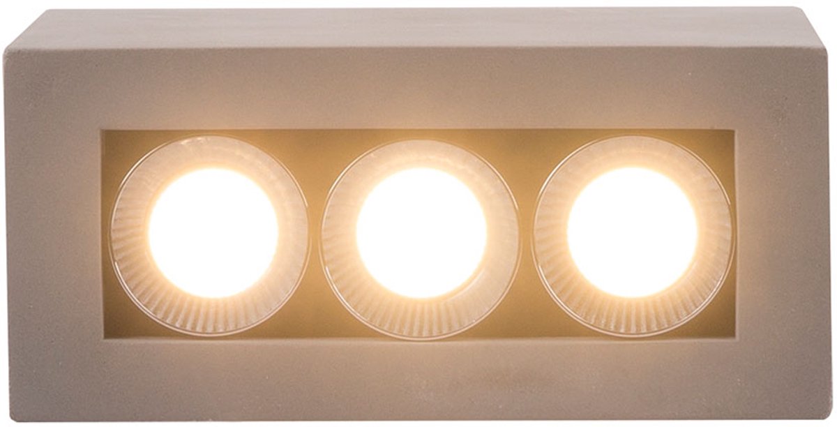 Plafondlamp beton plafondspot 3 vlammen LED spot woonkamer licht grijs verchroomd, 6,6W 440Lm 3000K warm wit, LxBxH 12,2x5,6x10 cm