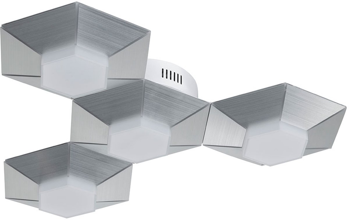 LED plafondlamp dimbaar Plafondlamp woonkamer Moderne Designlampen woonkamer, 3 niveaus, aluminium, 18W 1550Lm warm wit, LxBxH 58x50.5x9.5 cm, Wofi 9165.04.63.9000