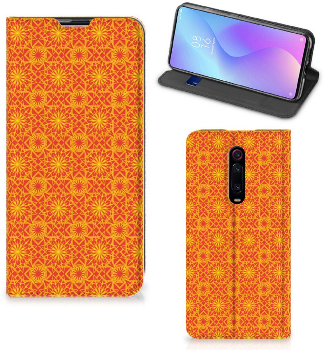 Xiaomi Mi 9T Pro Hoesje met Magneet Batik Oranje