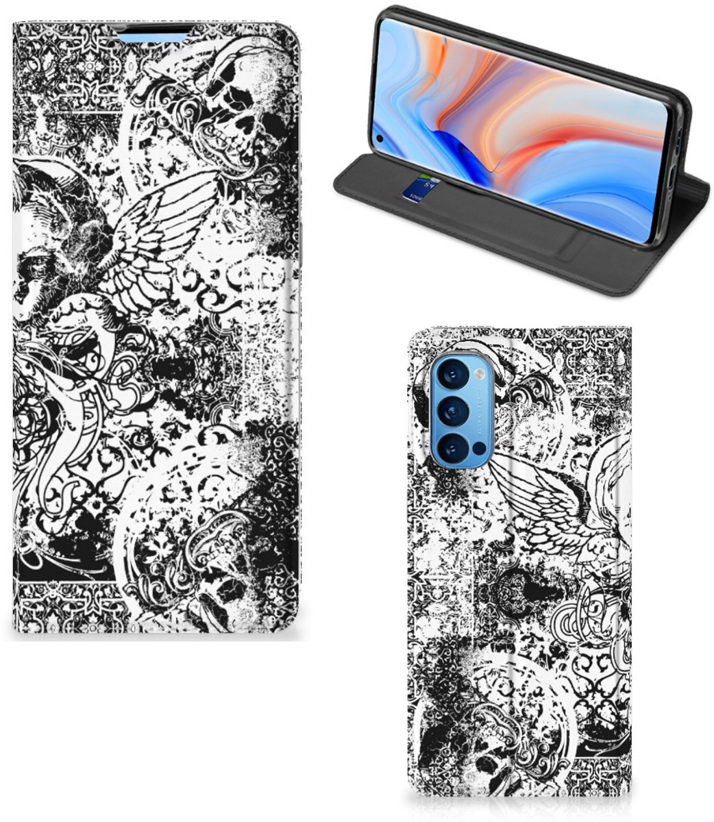Mobiel BookCase OPPO Reno4 Pro 5G Skulls Angel