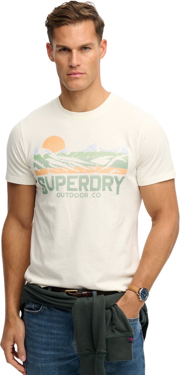 Superdry T-shirt Outdoors Mountain Rlxd Tee M1012358a 71d Off Mannen Creme