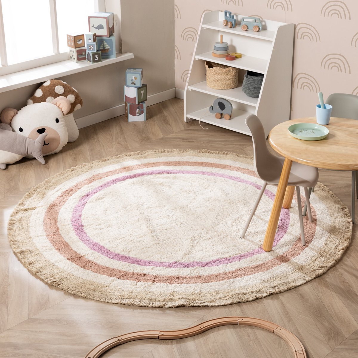 Little Olly Rond wasbaar kinderkleed - Milo Roze - Ø 160cm