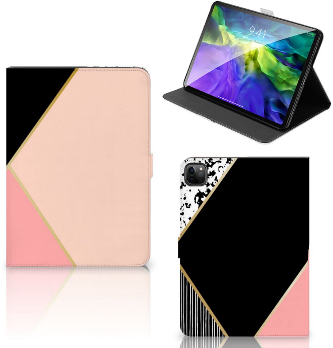 iPad Pro 11 2020/2021/2022 Tablet Beschermhoes Zwart Roze Vormen