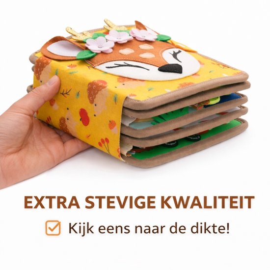 Montessori Activiteitenboek Voor Peuters - Activiteiten Boek - Speelgoed 2 Jaar - Busy Board - Educatief Speelgoed 1 Jaar - Motoriek - Reisboek - Speelgoed - Educatief - Montessori - Bezigheid Voor VakantieBussy Board Kleine Hertjes Stoffen van Merkloos — afbeelding 2