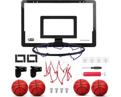 AirLux Mini Basketbal set XXL - Incl. Bal, Pomp, Haken en plakkers - Hoop - Basket - Ringen - Basketballen - Ring voor kinderen - Net - Indoor - Bord - Voor kamer - Basketbalring