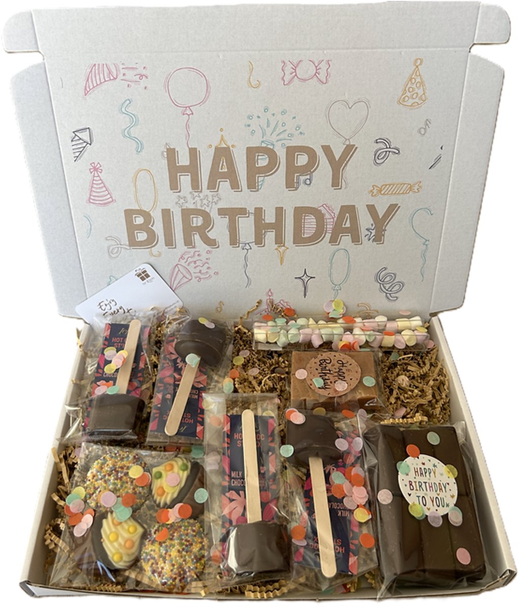 XL Verjaardag Choco brievenbus cadeau - verjaardag - chocolade - chocosticks - marshmallows
