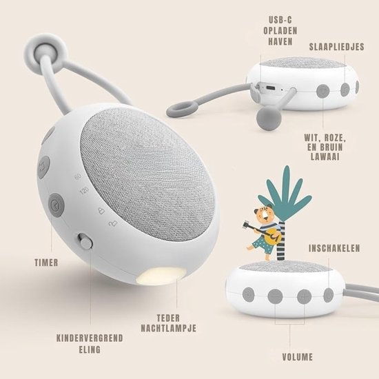 Zyrex® Witte Ruis Machine - White Noise Machine - White Noise - Compact - Nachtlampje - Wit- 12cm x 10cm x 5cm van Merkloos — afbeelding 3