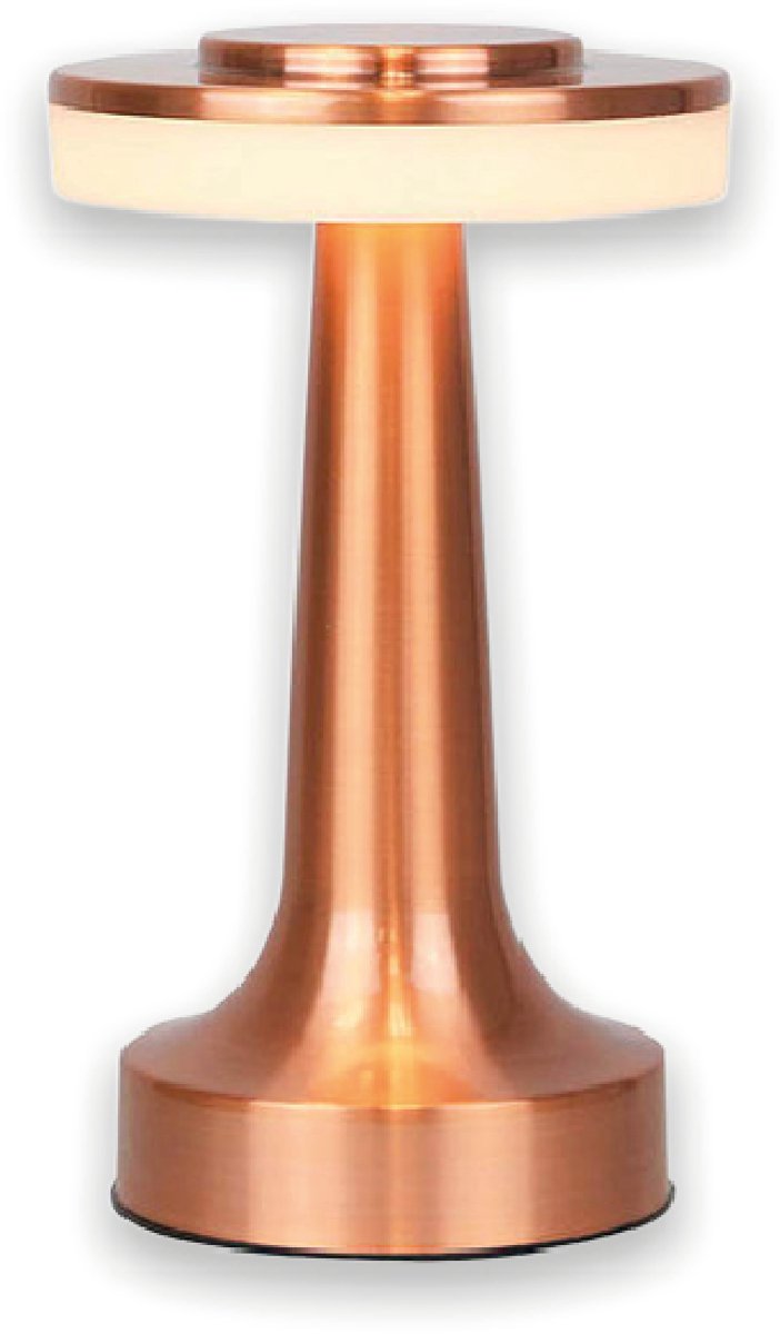 Luxus Europe - Draadloze Tafellamp Touch - Beau - Rosé - 21cm - Tafellamp Slaapkamer - Decoratieve tafellamp - Oplaadbaar - Dimbaar