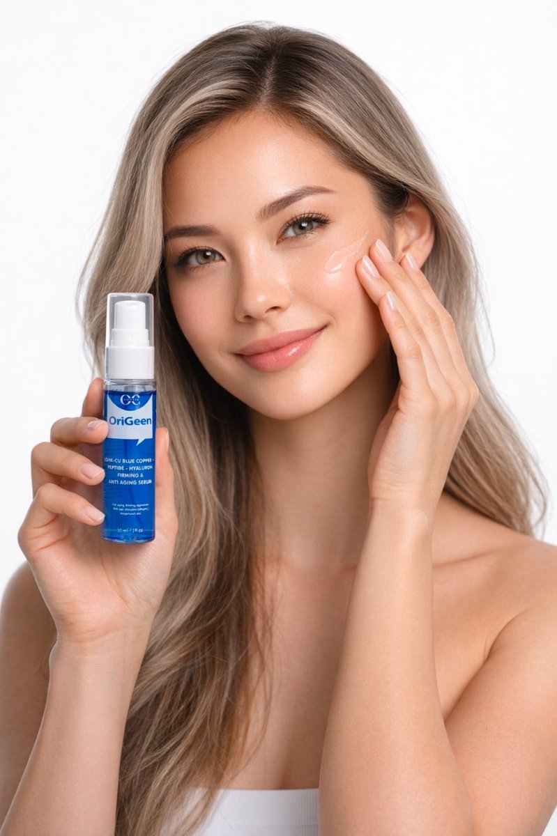 Origeen Copper Peptide met Hyaluron Anti-Aging Serum – Verstevigend & Herstel Serum blue koper Peptide en Hyaluronzuur voor Gezicht & Ogen | Weg met Rimpels, Pigmentvlekken, Littekens & slappe huid
