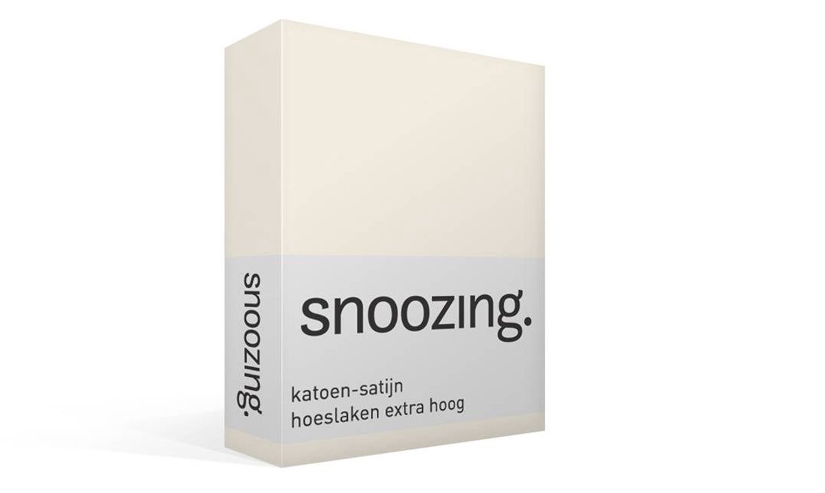 Snoozing Katoen-satijn - Hoeslaken - Lits-jumeaux - Extra Hoog - 200x220 cm - Ivoor