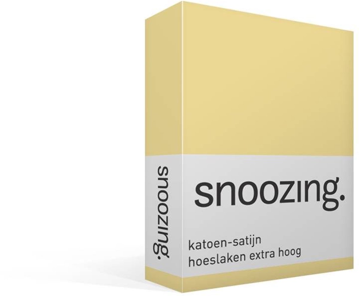 Snoozing Katoen-satijn - Hoeslaken - Lits-jumeaux - Extra Hoog - 180x210 cm - Geel