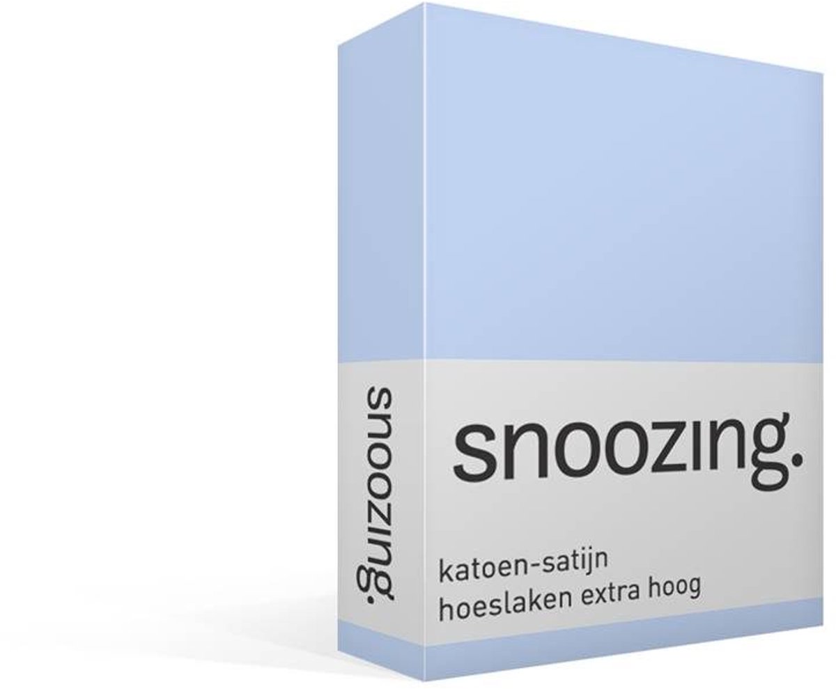 Snoozing Katoen-satijn - Hoeslaken - Extra Hoog - Eenpersoons - 90x200 cm - Hemel