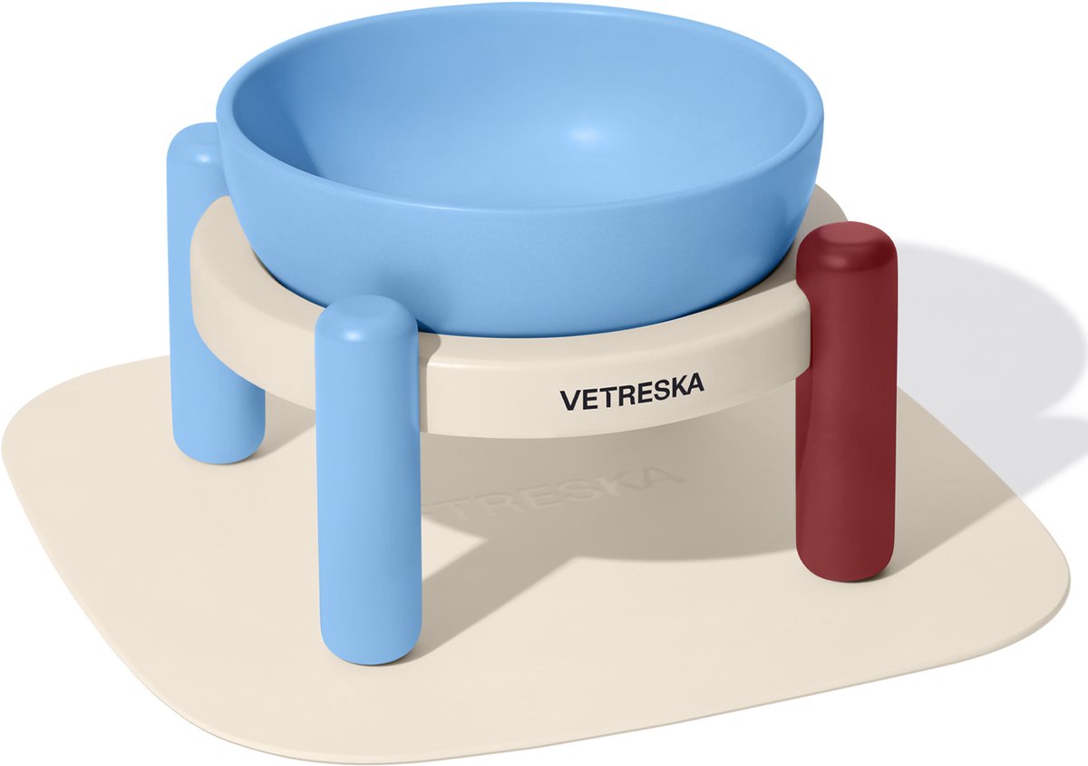 VETRESKA Mist and Merlot Keramische Voerbak & Mat Set (M) – Stijlvol Design – Vaatwasserbestendig