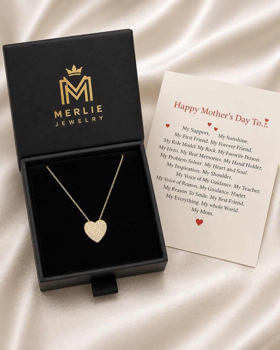 Merlie ketting – Moederdag cadeau – Mother´s day gift – Goud verguld 18k – Luxe hart hanger met zirkonia – 18K goud verguld – Inclusief cadeauverpakking & Moederdag kaart