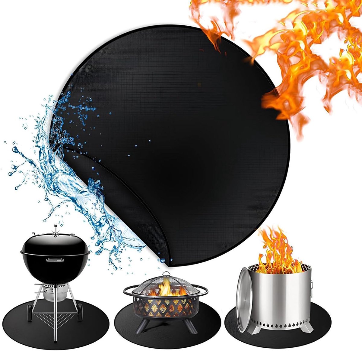 Ronde brandveilige mat van 24 inch, ideaal voor vuurkorven, BBQ's en buitengebruik, beschermt gras en vloeren