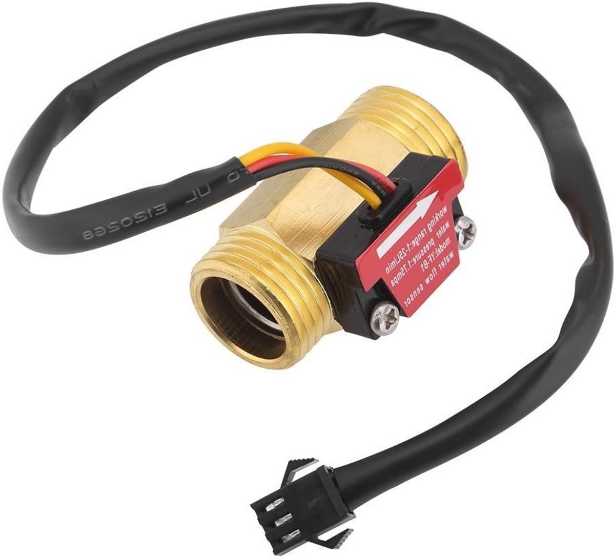 Waterdoorstromingsmeter met Hall-sensor voor G1/2'' aansluiting - Magnetisch, Messing, 1-25L/Min, Voor Water en Vloeistoffen