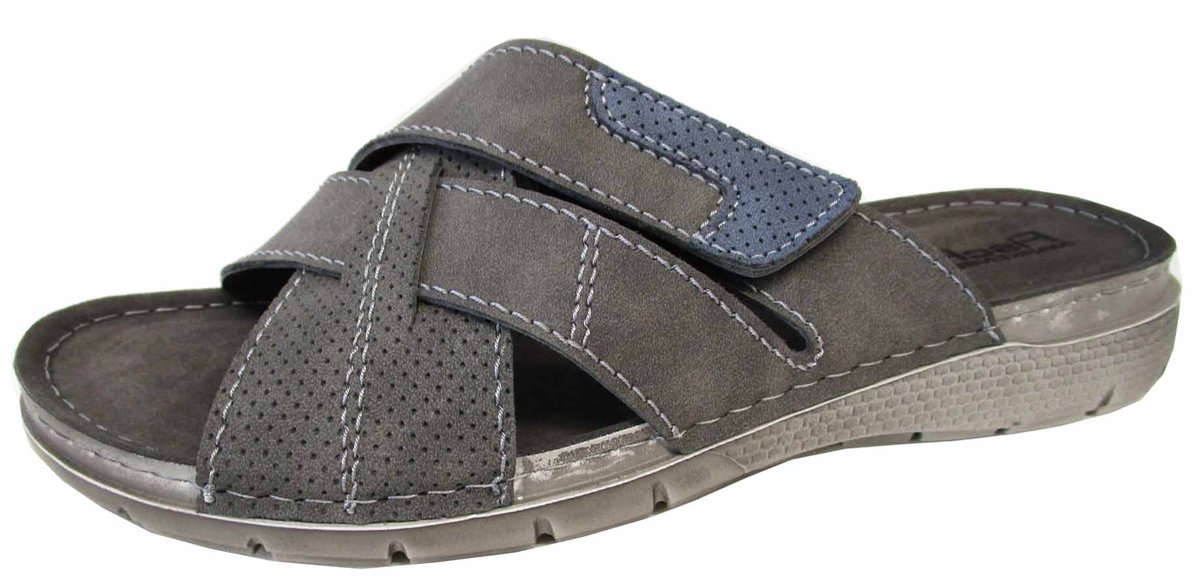 Fischer 566702 205 Slippers Grijs Leer Heren - Grijs - 46