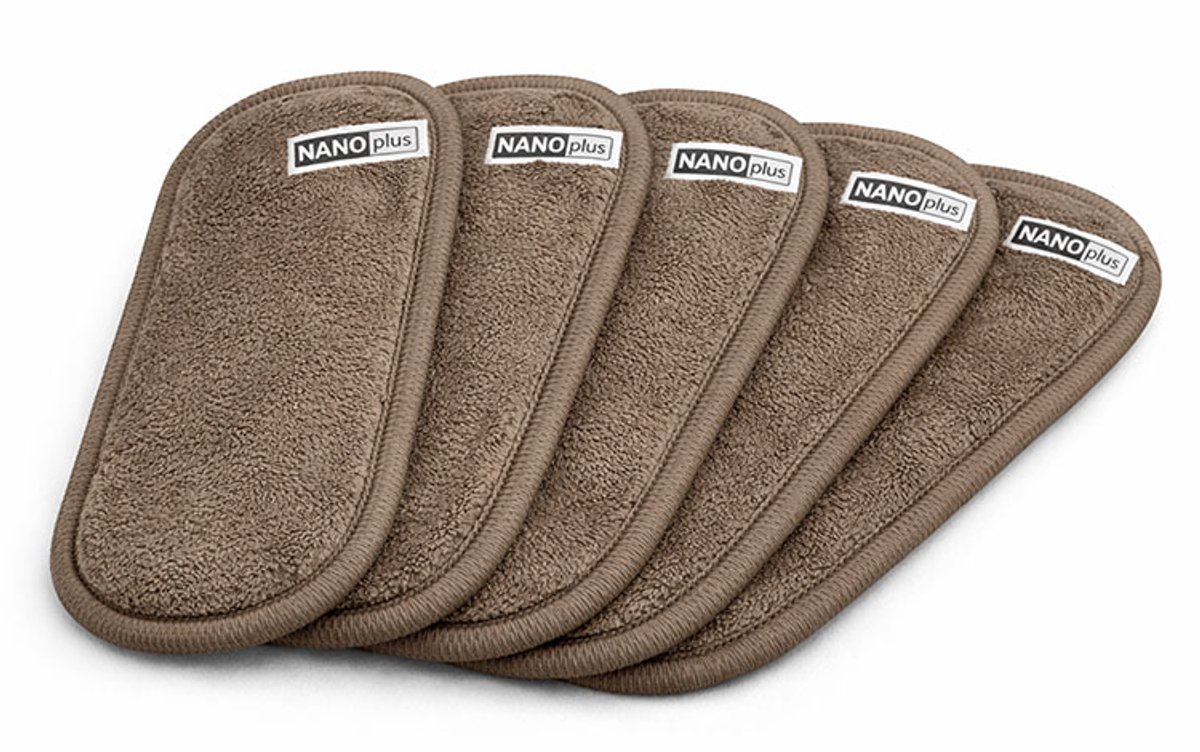 NanoPlus Brillendoekjes 5 Stuks – Taupe – Nanovezel (Microvezel) – Krasvrij & Streeploos – Voor Bril en Schermen