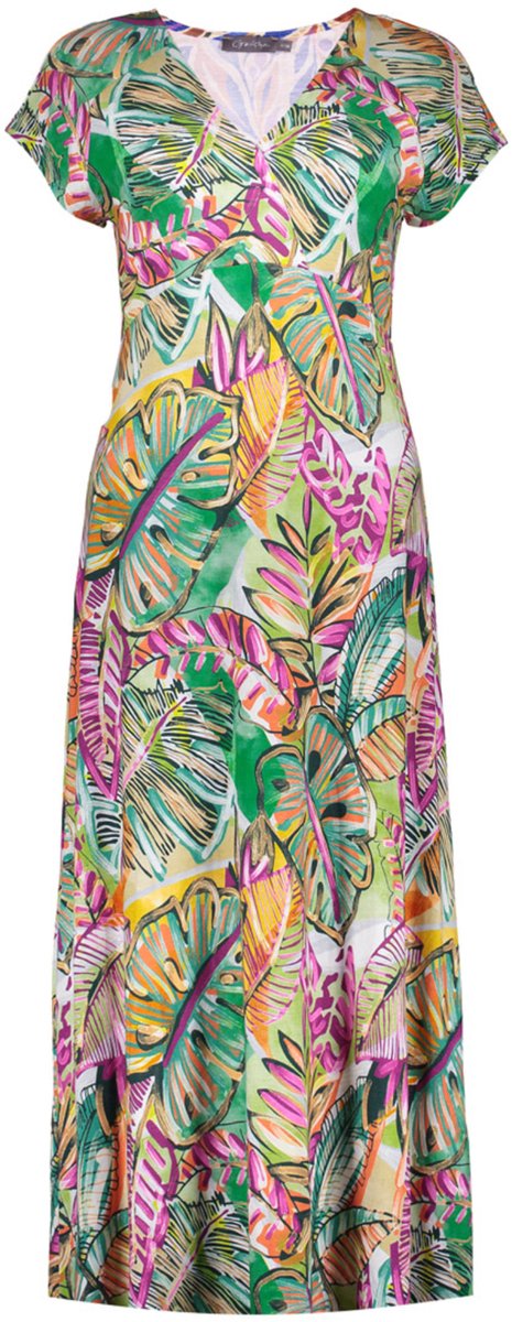 Geisha Jurk Jane Jurk Met V Hals En Allover Print 67423 60 Green/corn Dames Maat - XS