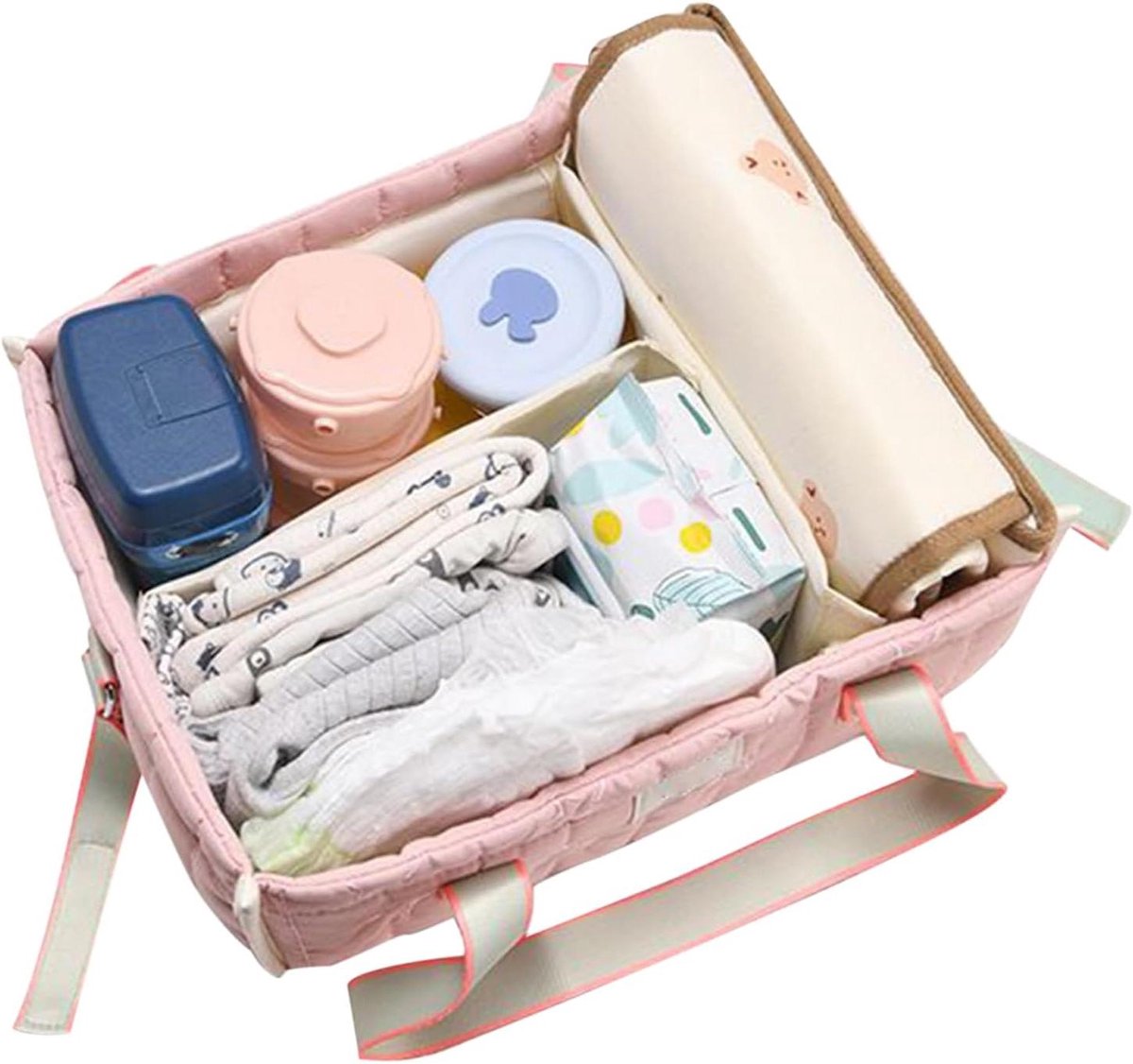 Kinderwagen Luiertas - Schoudertas Baby - Babyartikelen Organiseren - Verstelbare Binnenindeling - 35x25x7 cm - Sterrenpatroon