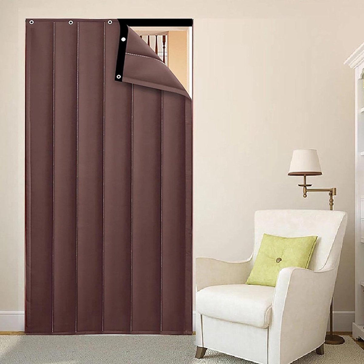 Deur Vlieggordijn - Thermisch Gordijn - Warmte Vasthouden - Waterdicht PU Materiaal - 90x210cm - Bruin