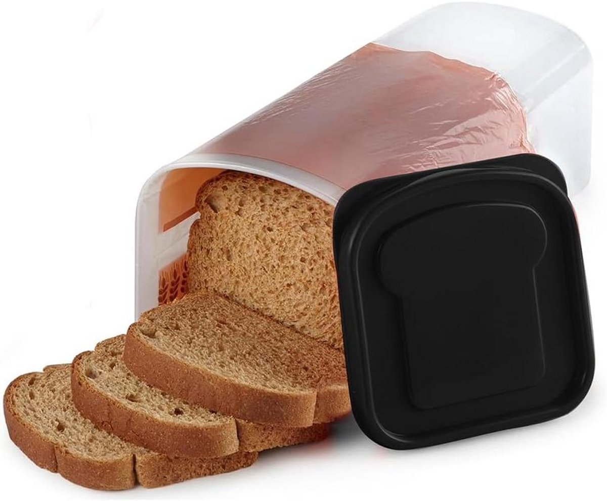 Broodtrommel Keuken opberger Brood bewaren Optimale luchtvochtigheid 5 liter inhoud Zwart