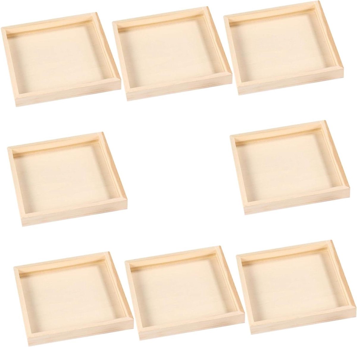 Houten Puzzelbakjes - Sorteren Opslag - Educatieve Spelletjes - Stapelbaar Ontwerp - 8 Stuks - Natuurlijk Hout