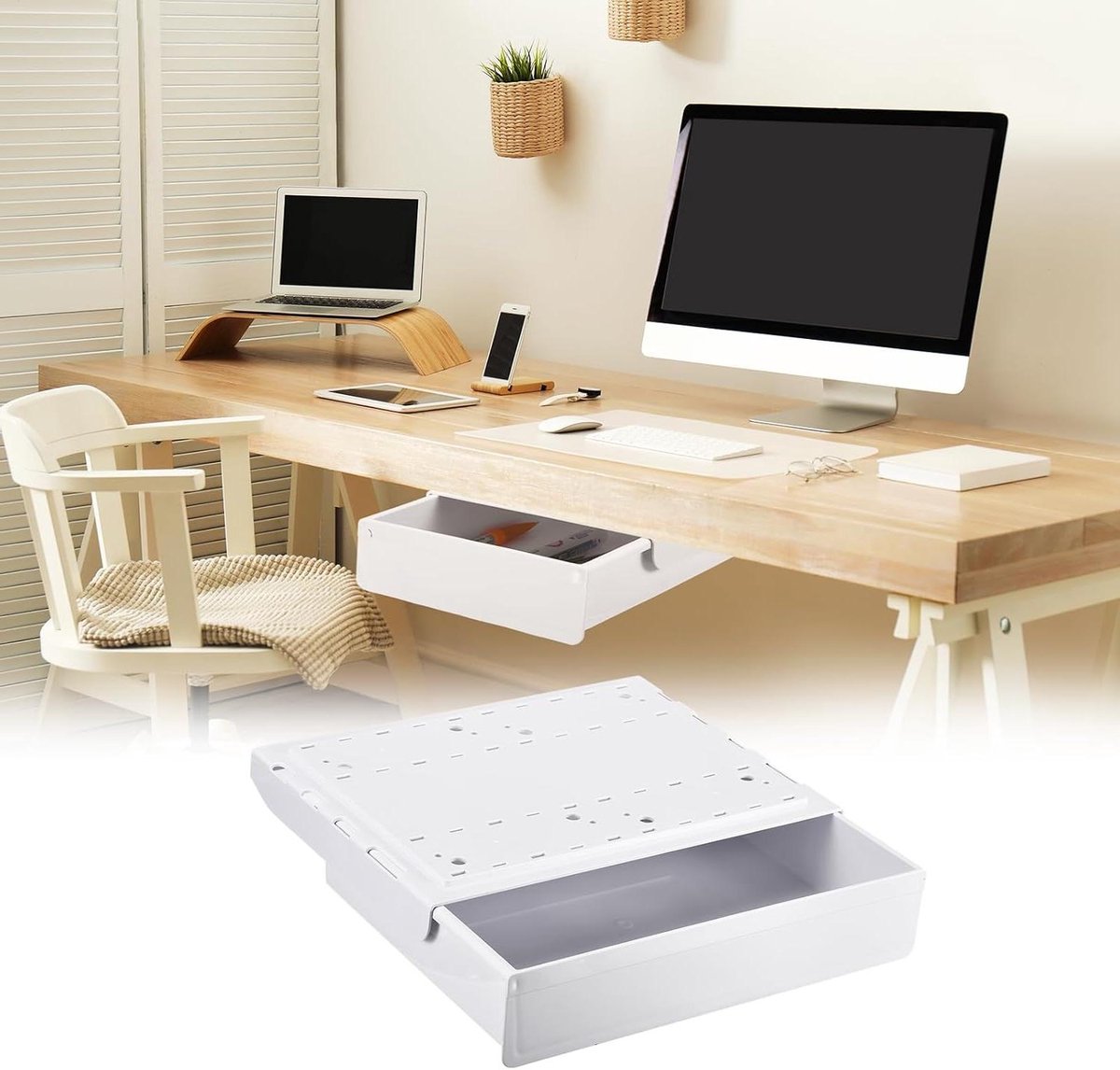 Lade onder bureau - Bureau organizer - Bureau opruimen - Zelfklevend - 335 x 250 mm - Wit