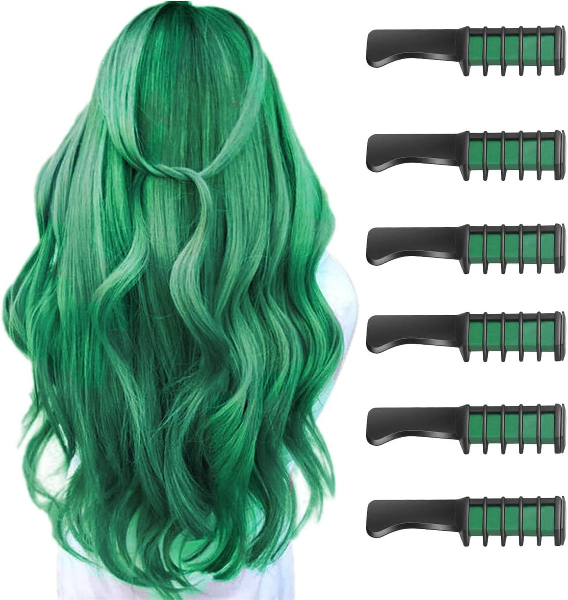 Tijdelijke haarkrijtkammen voor kinderen - Gekleurde haarlak voor feestjes, verjaardagen en cosplay, geschikt voor meisjes van 5 tot 12 jaar (groen)