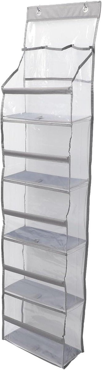 Deur Organizer - Hangende Opberger - Ruimte Besparen - Transparante Vakken - 130 cm Hoog - Grijs