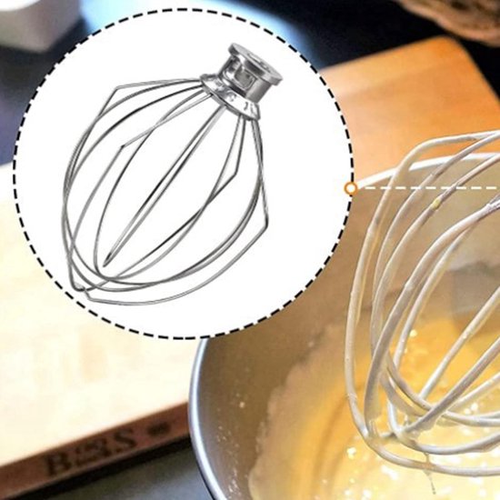 Mixer Accessoires - Eierklopper Opzetstuk - Bakken en Koken - Roestvrij Staal - 5 Stuks - Zilver — afbeelding 3