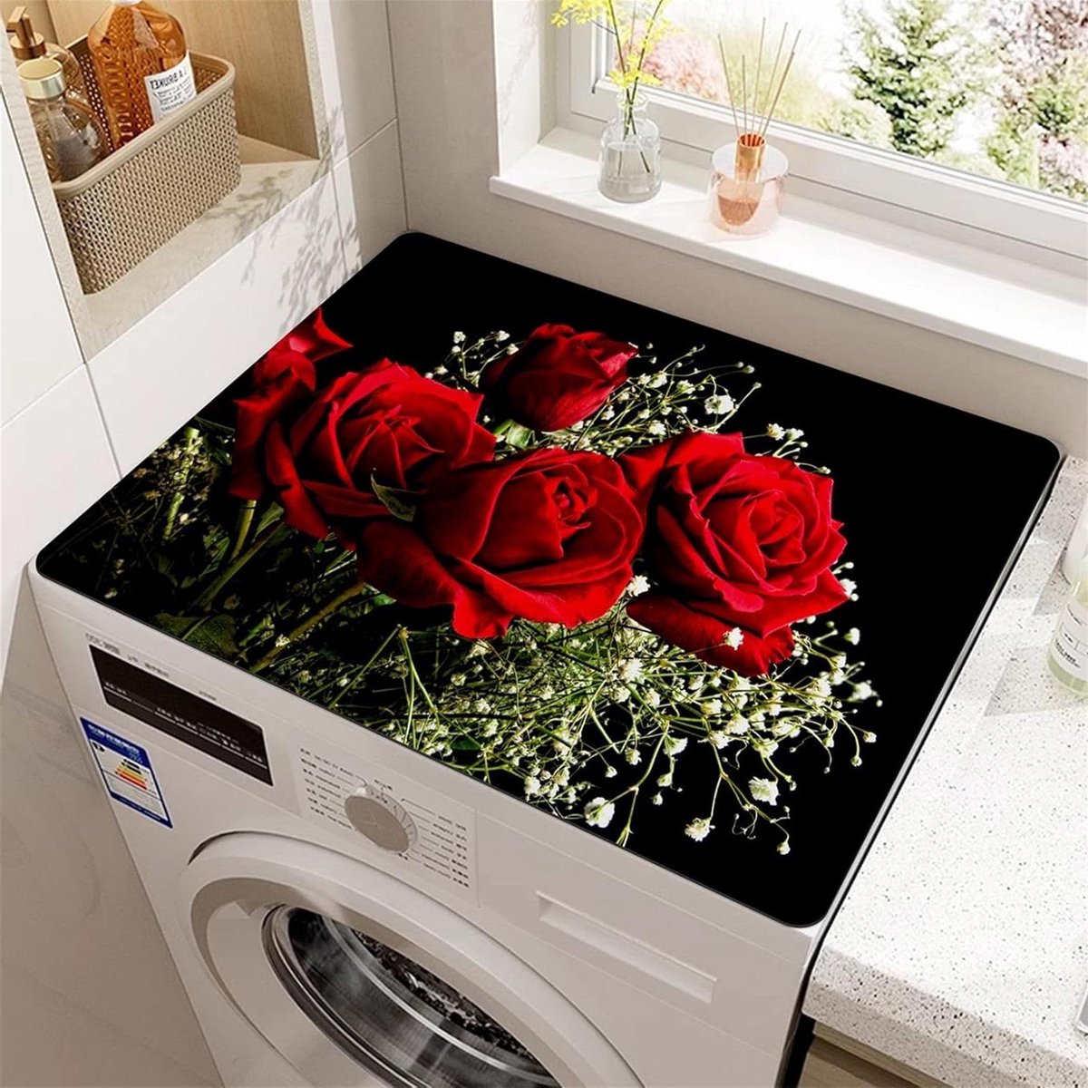 Wasmachine Top Mat - Droger Mat Beschermer - Aanrecht Beschermen - Sneldrogend Absorberend - Universeel - Rood
