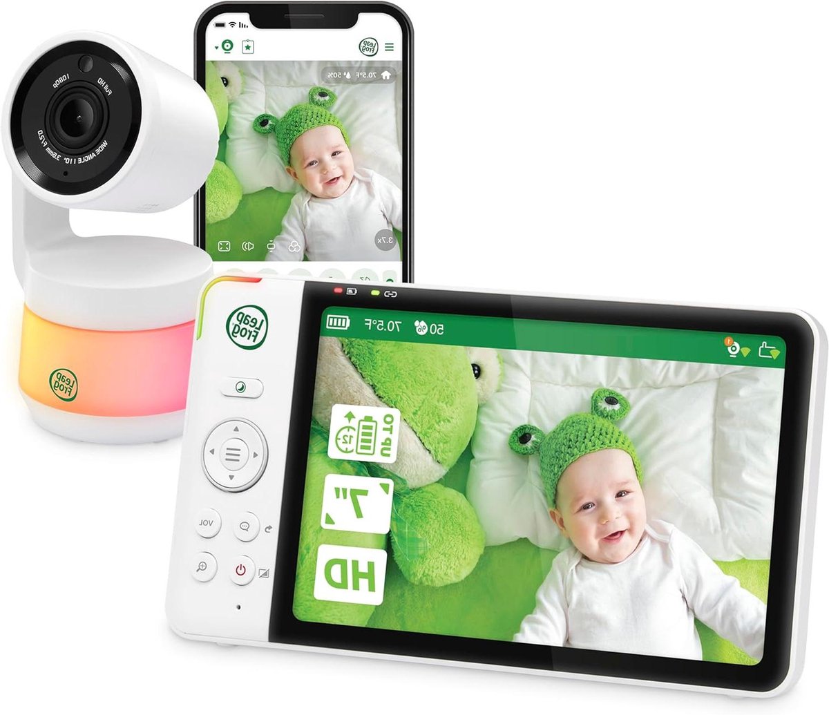 Babyfoon met Camera - Video Babyfoon - Kind Bewaken - Pan Tilt Zoom - 7 Inch Scherm - Groen