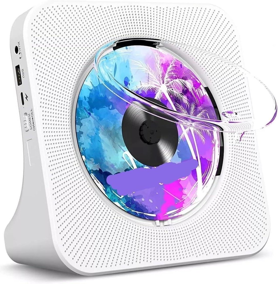 Draagbare CD-speler - Muziekspeler Radio - Muziek Luisteren - Bluetooth AUX USB - 189 x 189 mm - Wit
