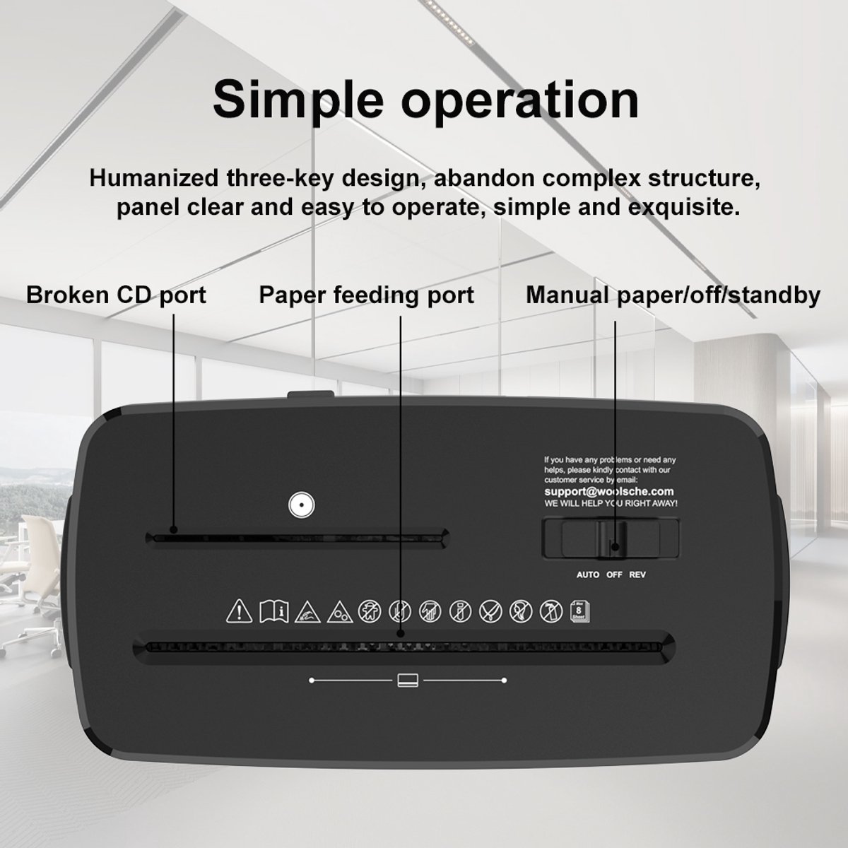 Re-purelife® papiervernietiger 8 vellen | documentvernietiger van ABS en kunststof | cross-cut met P-4 veiligheidsniveau | compacte shredder voor thuis en kantoor | zwart 31 x 16 x 38 cm thumbnail 4
