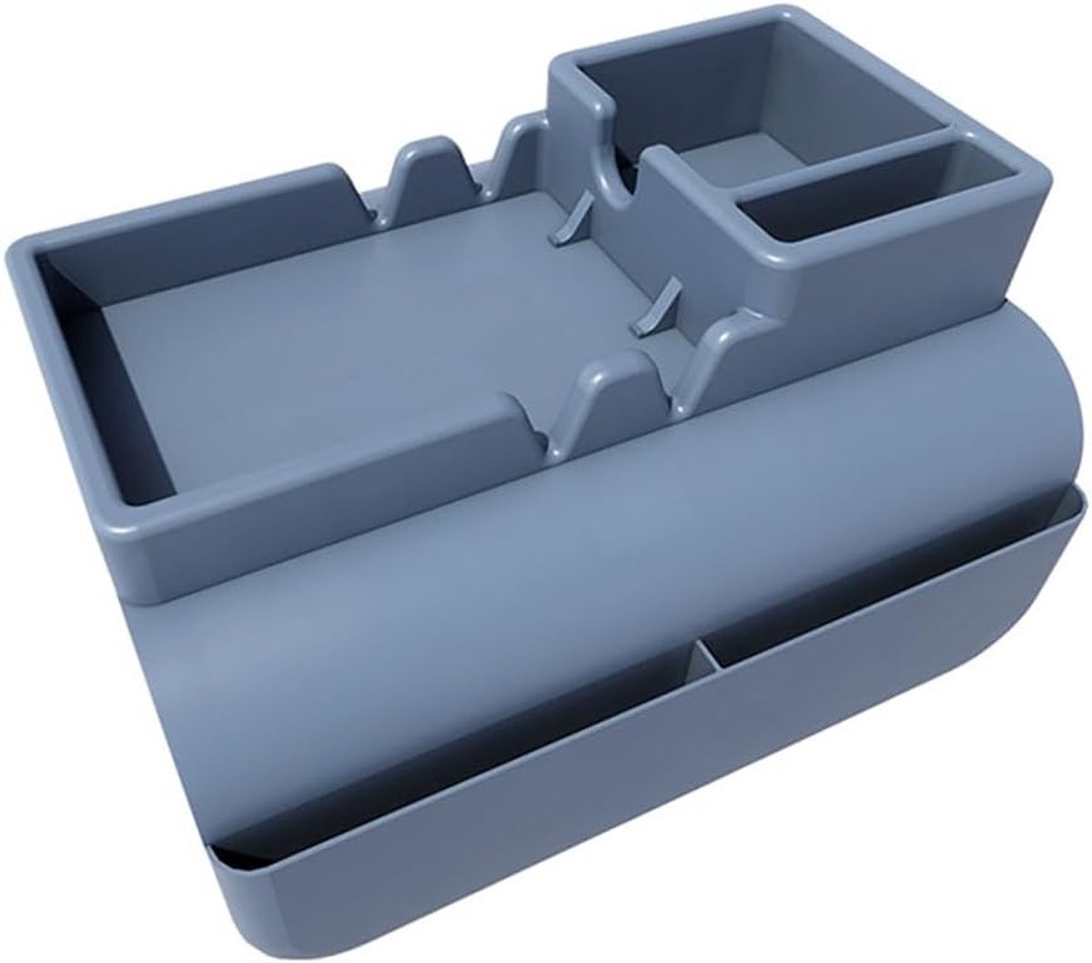 Handige Silicone Armsteun met Bekerhouder en Zijzakken voor Sofa en Fauteuils - Organizer voor Afstandsbediening en Telefoon (Blauw)