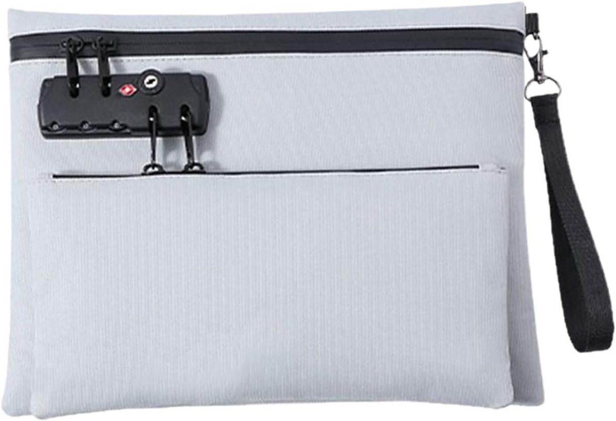 Geldkoffer Dubbellaags - Portemonnee met slot - Veilig opbergen - Intelligente organisatie - 30 x 22 cm - Grijs