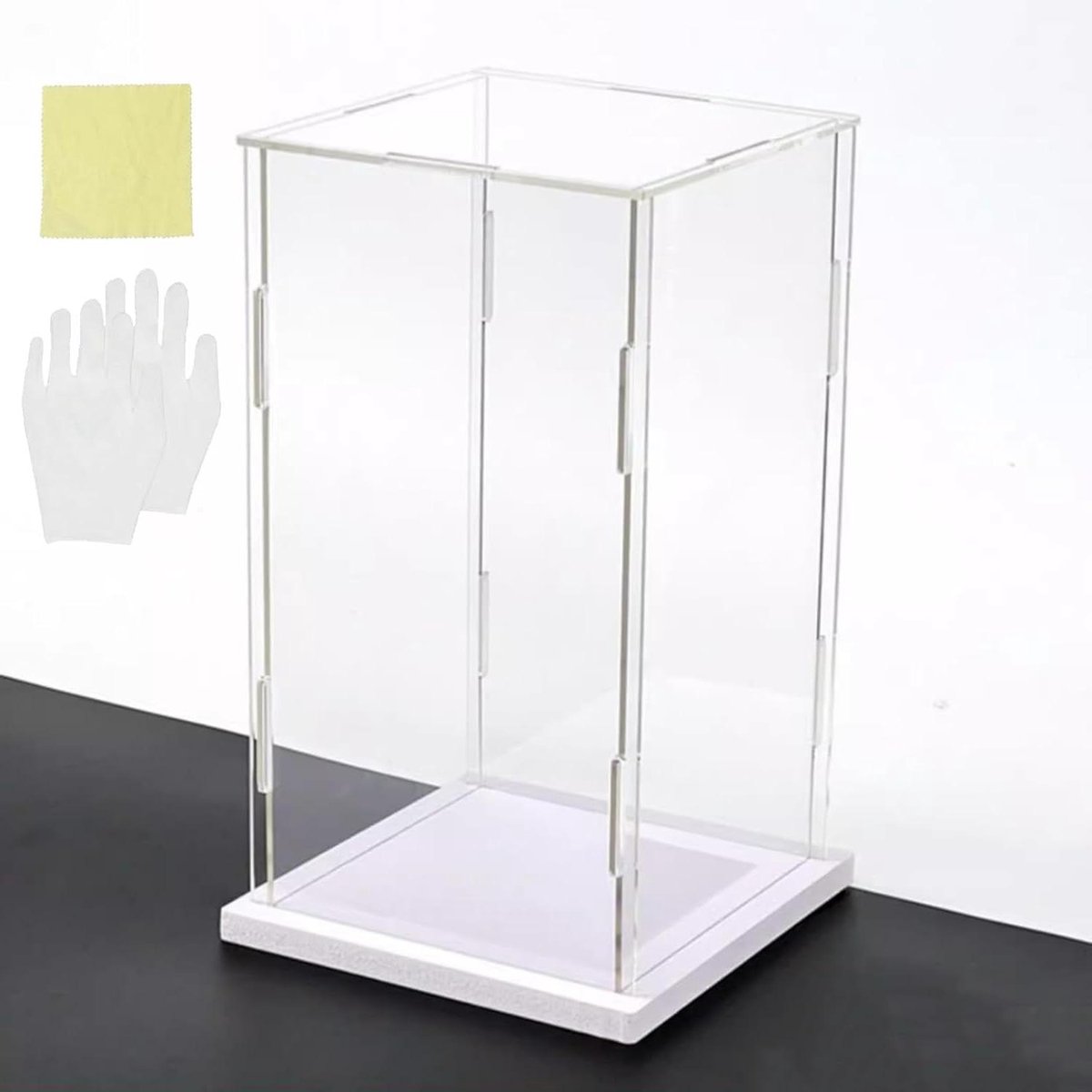 Acryl Vitrine - Display Box - Verzamelingen Tonen - Stofbescherming - 15x15x30cm - Witte Basis